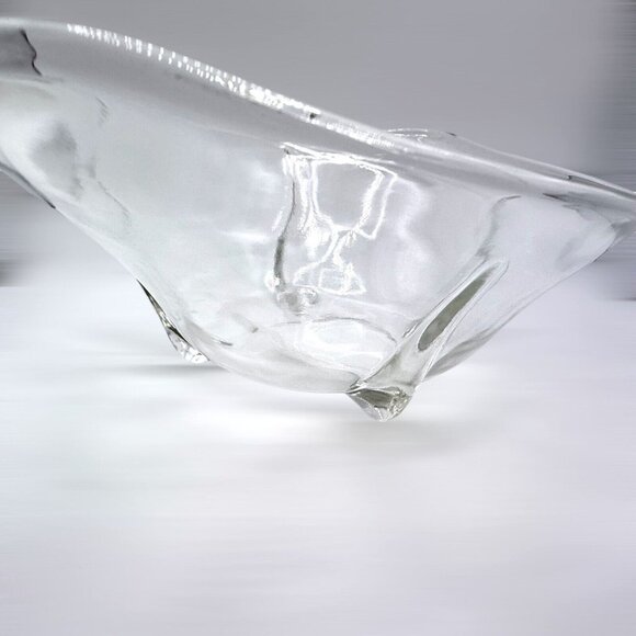 Vintage Clear Glass Footed Oval Teardrop Bowl - Picture 5 of 7